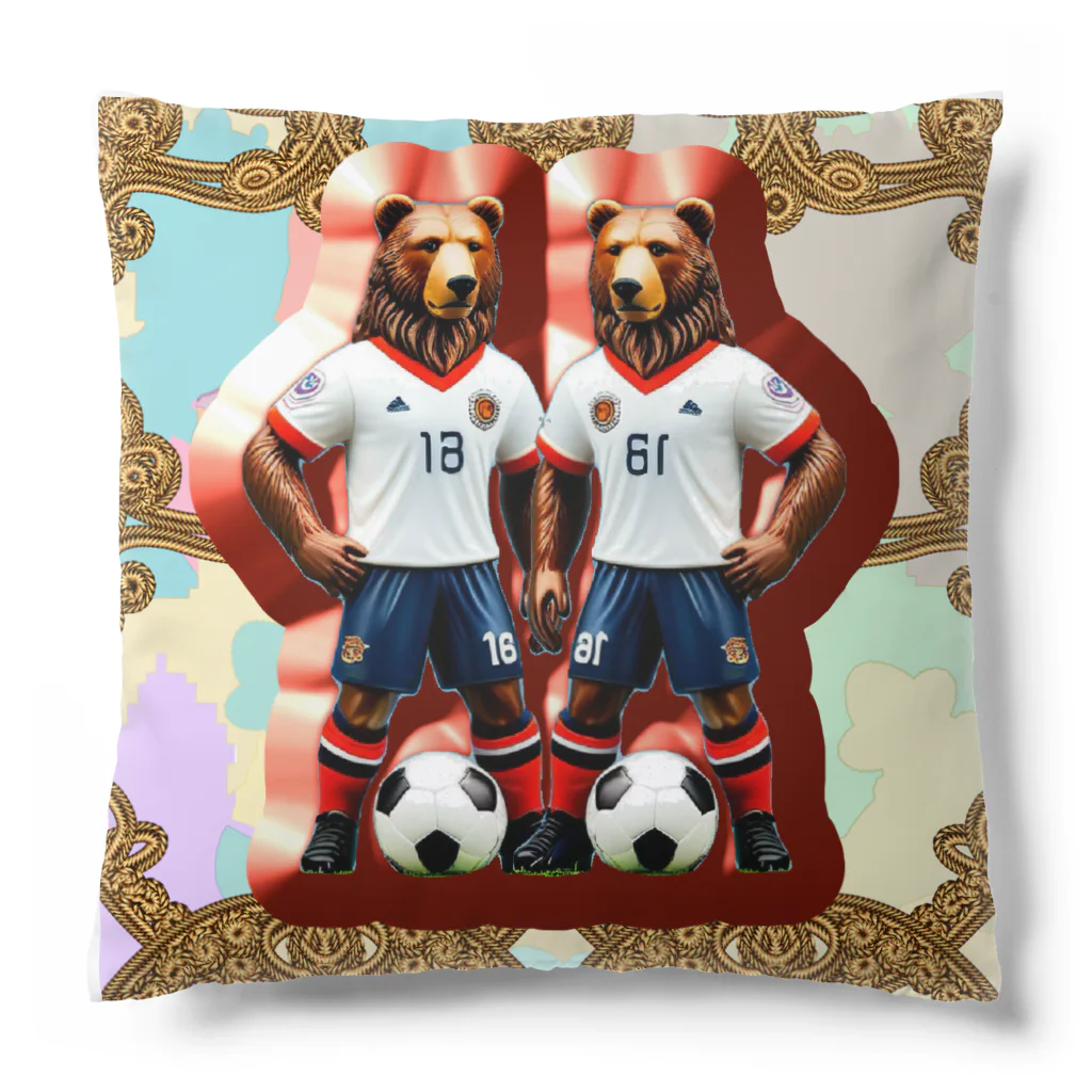 くまうさショップのサッカーくま Cushion