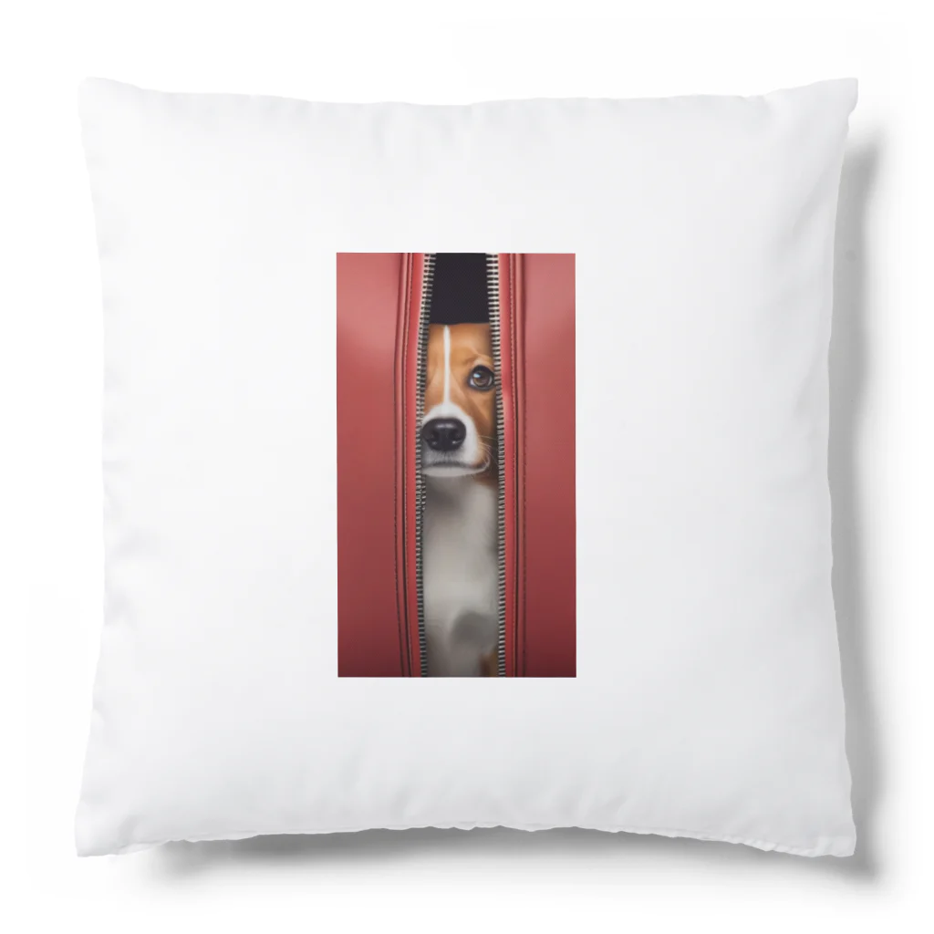 YUTO1126のジッパーから覗く犬 Cushion