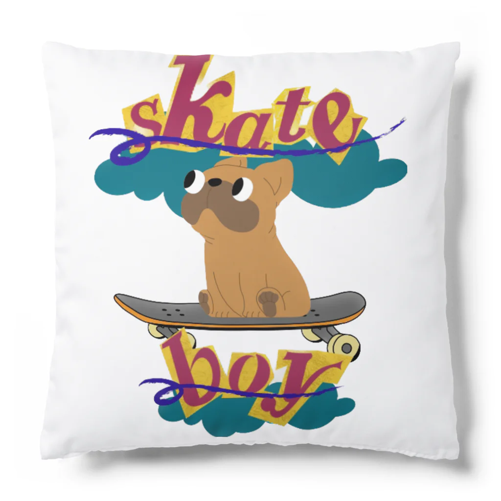 sloth_giraffeのスケートボードするワンコ Cushion