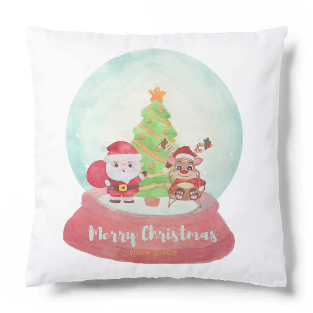 GLOBEのトナカイとサンタクロースのクリスマススノードーム Cushion