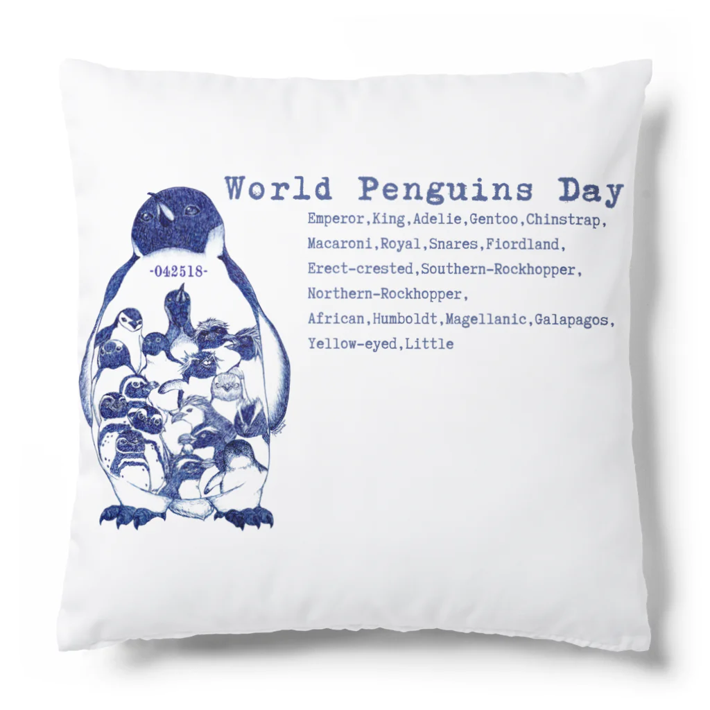 ヤママユ(ヤママユ・ペンギイナ)の-042518-World Penguins Day(Typewriter) Cushion