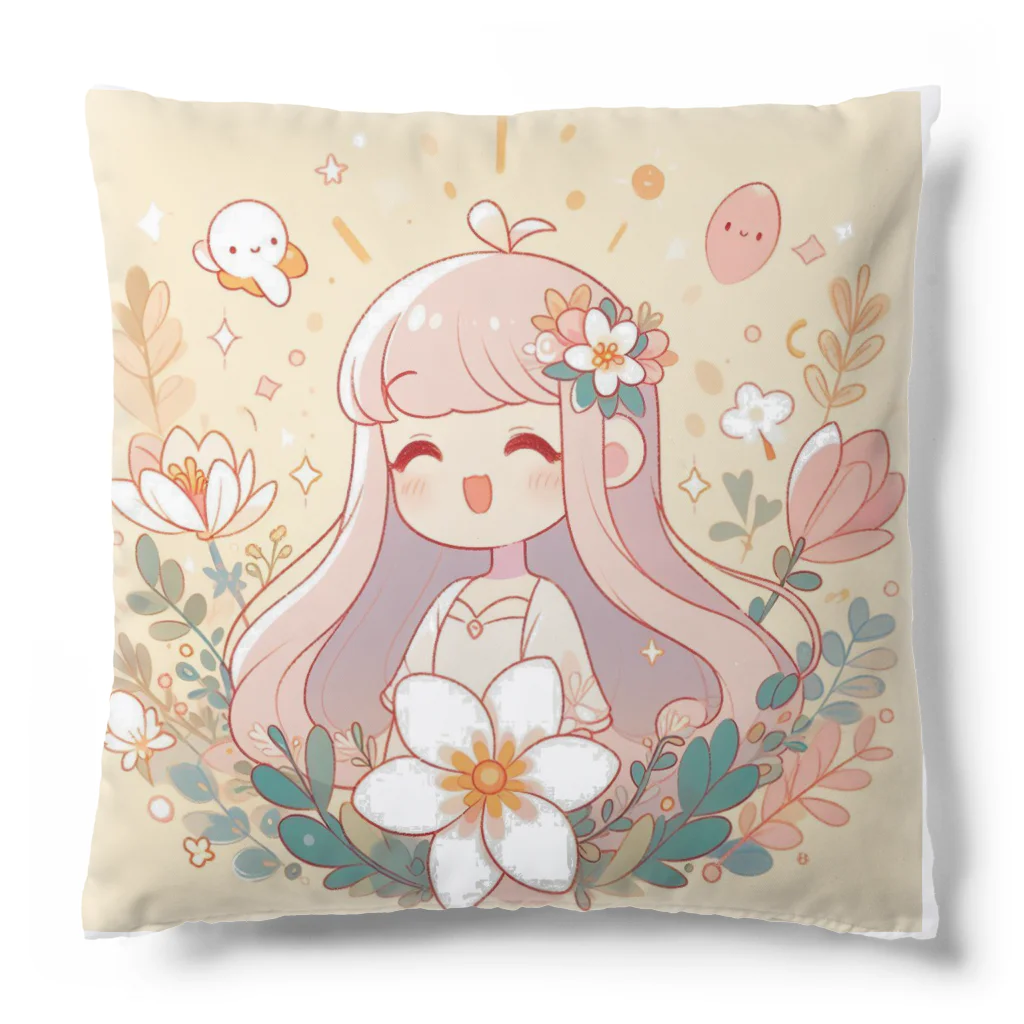 終わらない夢🌈の少女とお花🌸 Cushion