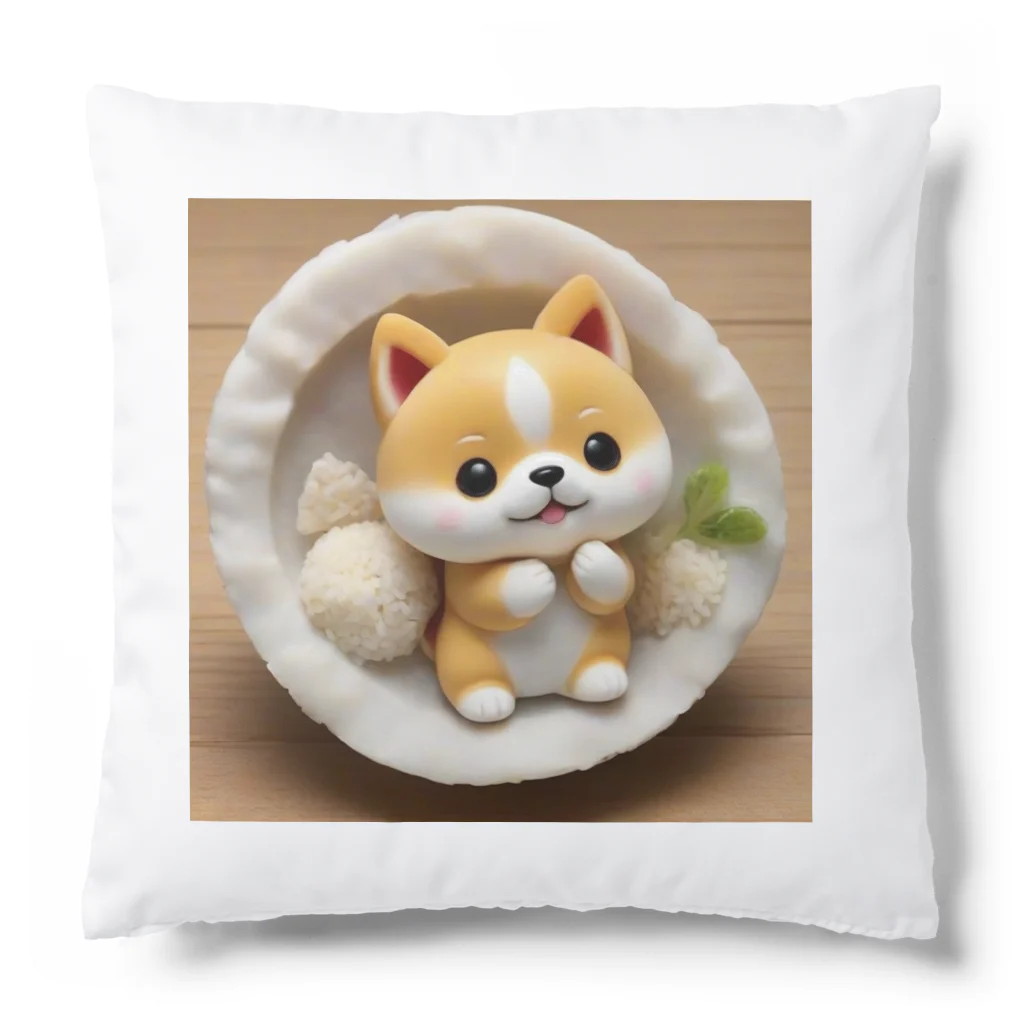 dcgnori／ワンコ画像のおむすび三角顔のしばちゃんワンプレート Cushion