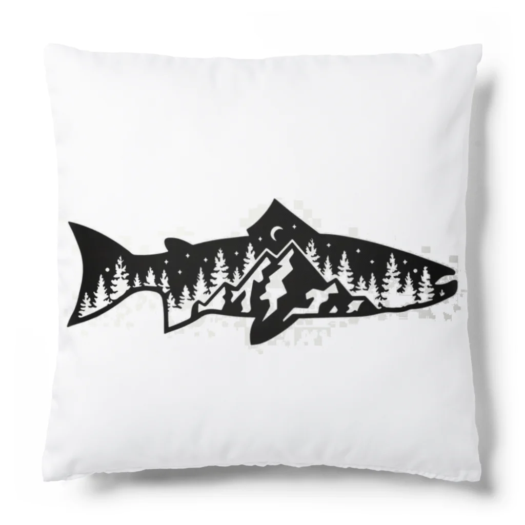 No Fishing No Life の山？　魚？ Cushion