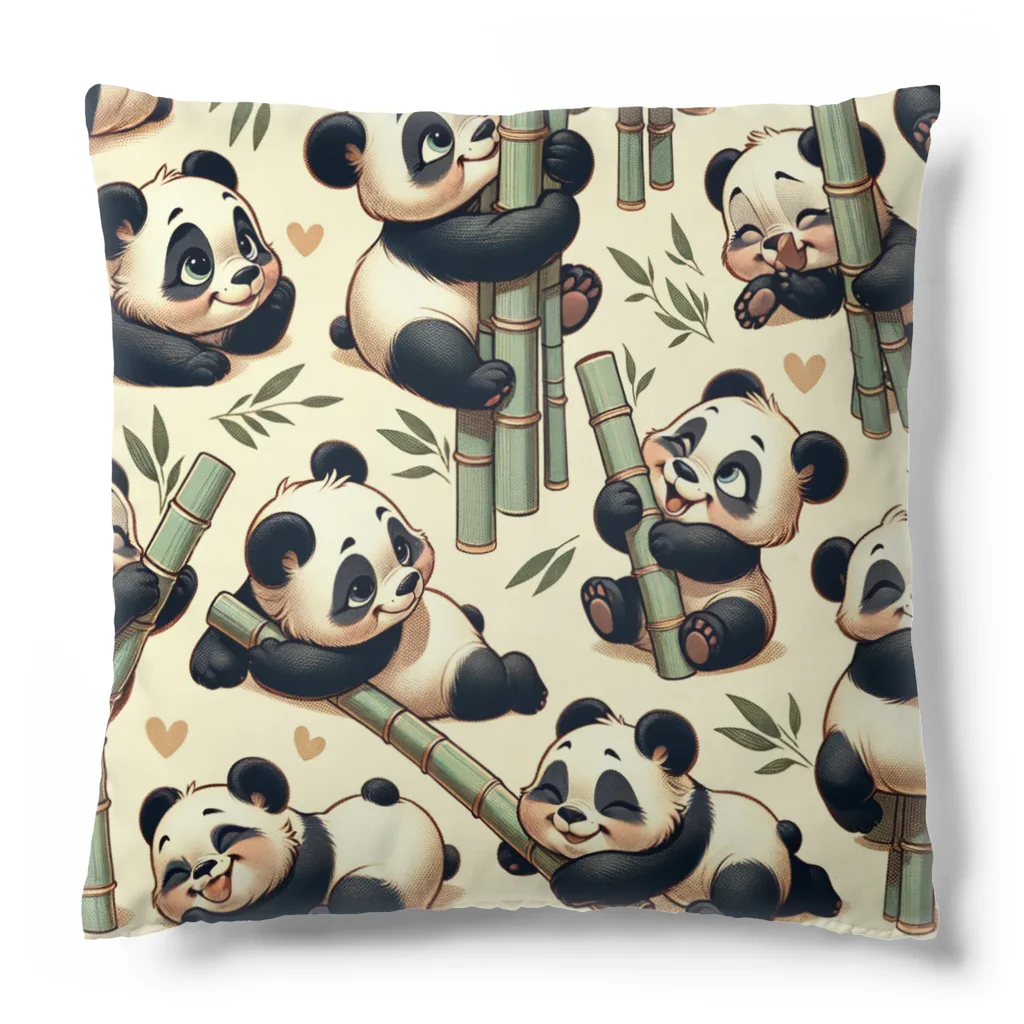 SAI.AI【ビンテージアニマル】のpandas【ビンテージアニマル】 Cushion