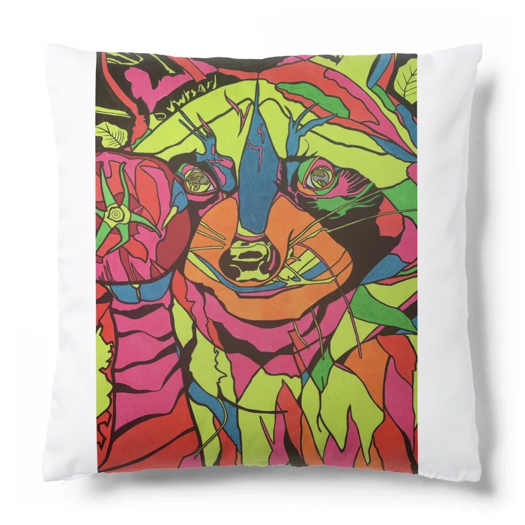 動物絵 Jamanakocic storeのトマトとアライグマカラフルアイテム Cushion