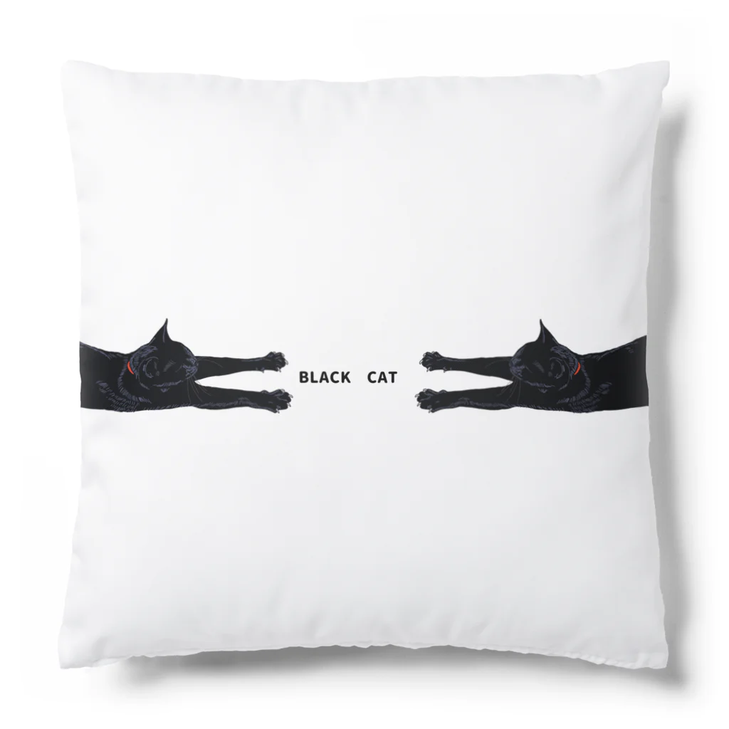 小鳥と映画館の向き合う黒猫 Cushion