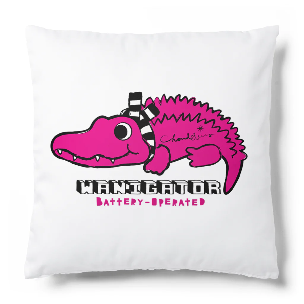 loveclonesのワニくん ピンク 0624 WANIGATOR ロゴ Cushion