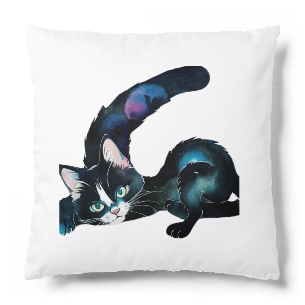 幸運のしっぽの黒猫と魔法の尻尾 Cushion