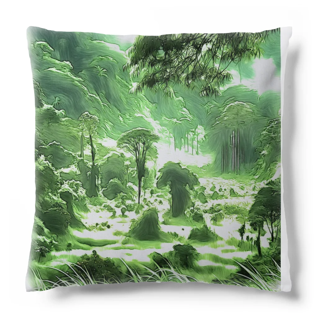 グリーンハーモニーの豊かな緑の風景 Cushion