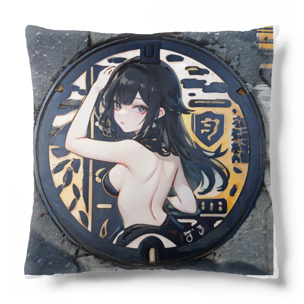 E16のマンホール美女 Cushion