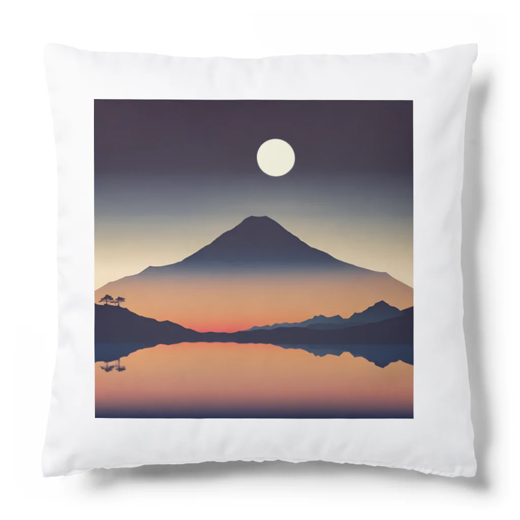 ICDSの朝焼けの山と月 Cushion