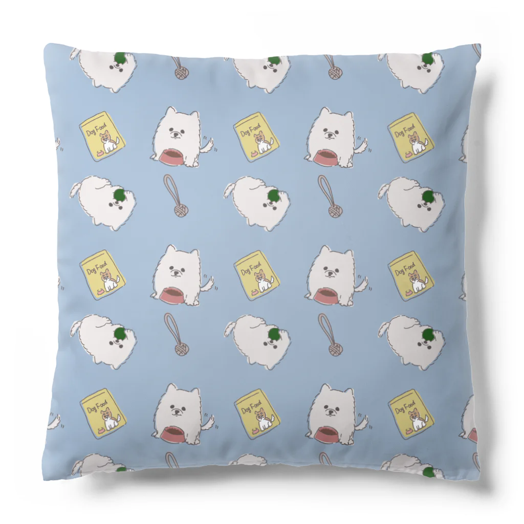 F_Illust_shopの白ぽめちゃんのパターンイラスト Cushion