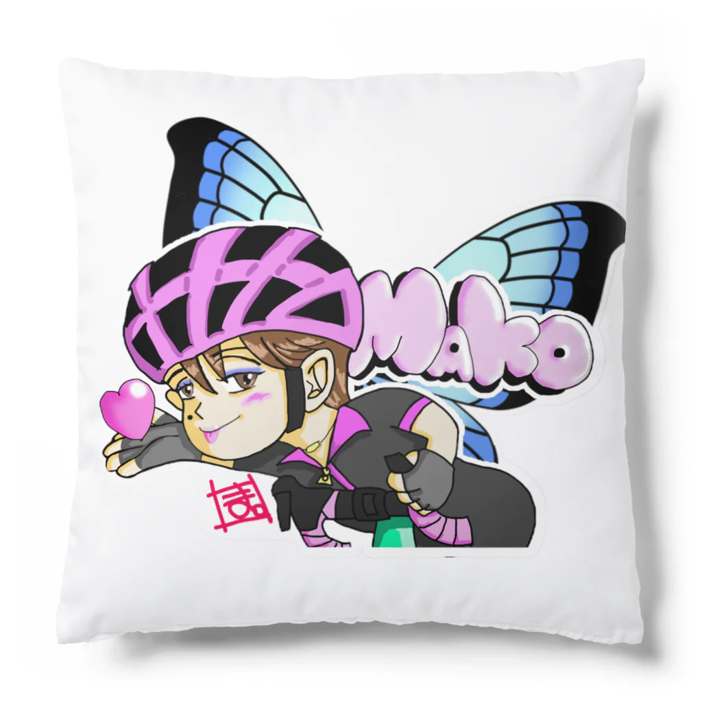 まこっさん。グッズ販売のNEWまこっさん。黒 Cushion