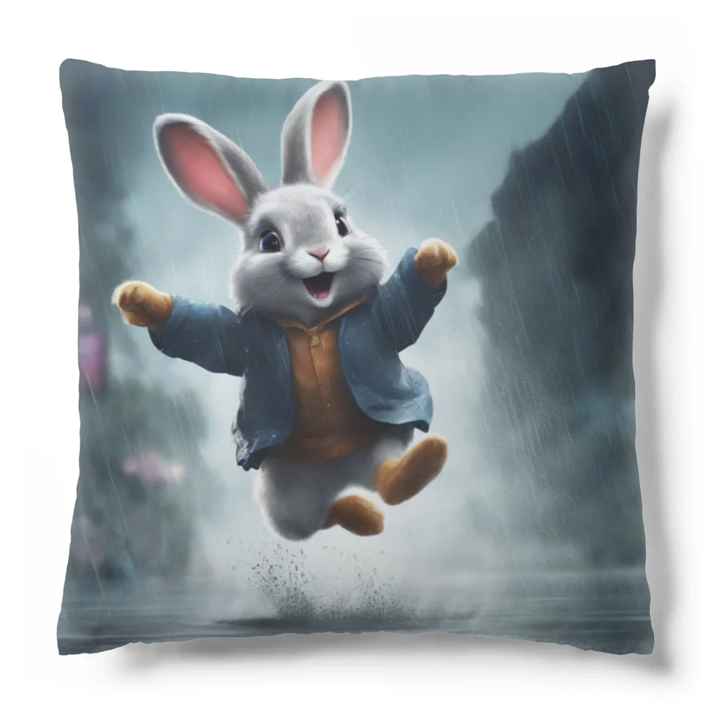 星パンダショップの雨の日もはっぴーらびっと Cushion