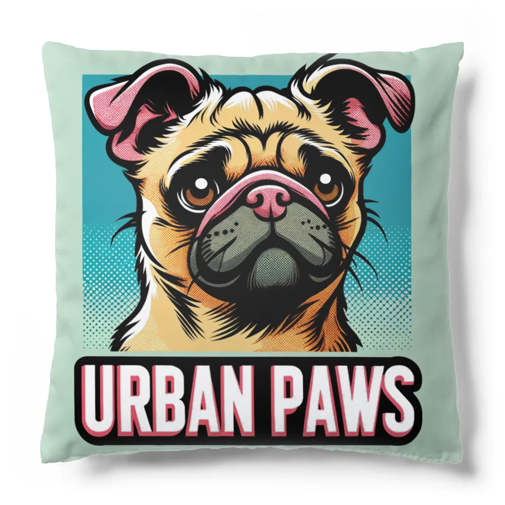 Urban pawsの情けない顔のパグチワワ「Urban paws」 クッション