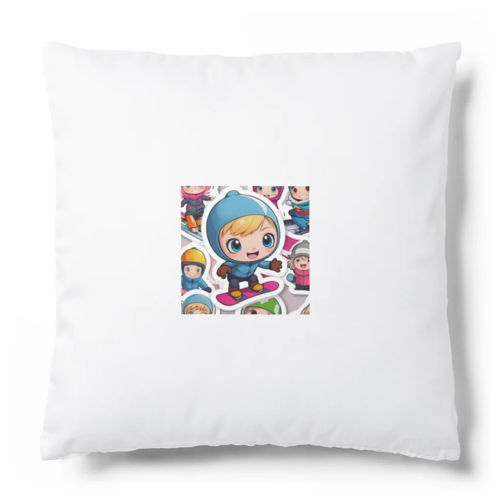 m222web-shopのスノーボードとキャラクターたちのイラストグッズ Cushion