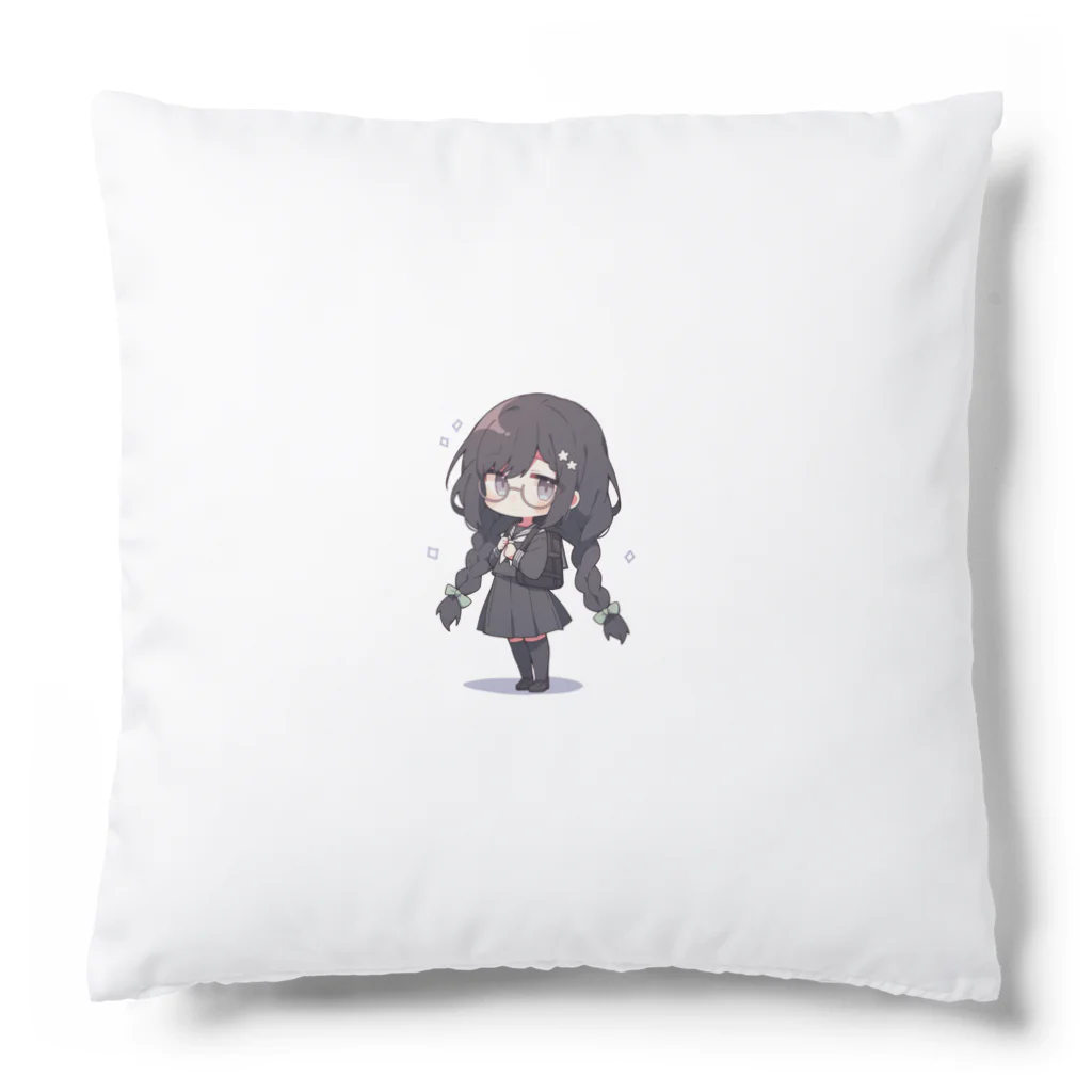 かわいい女の子とシュールな絵の地味子 Cushion