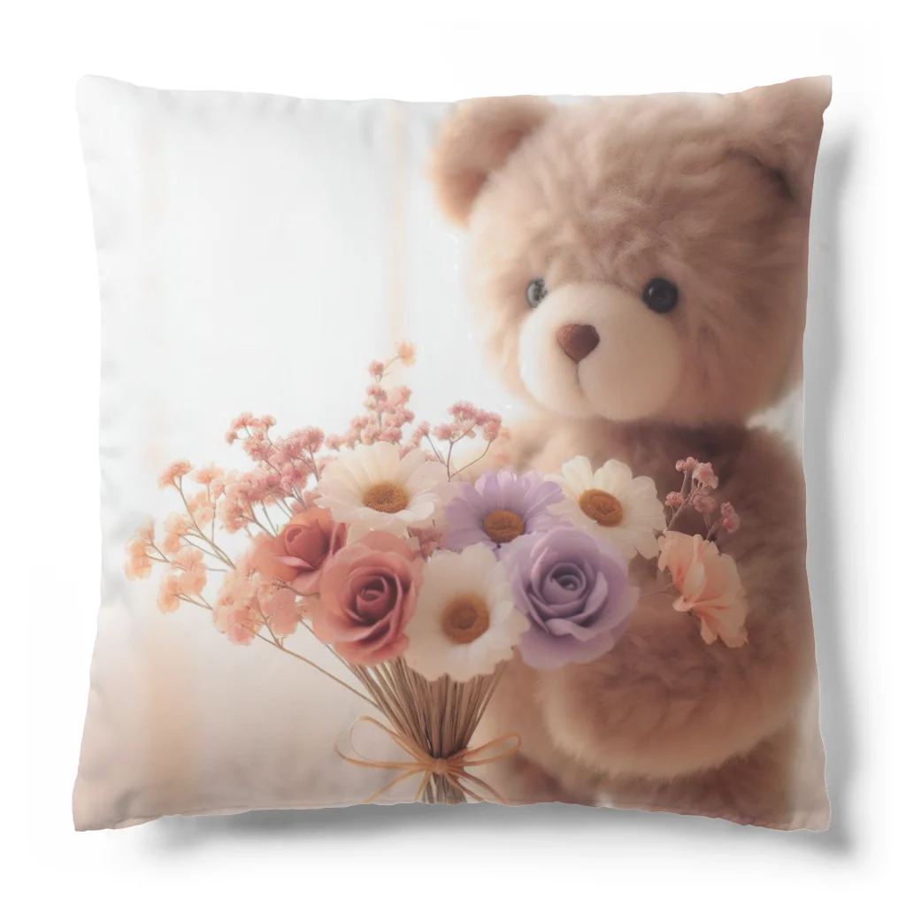 星パンダショップのはなとくま　～flower and bear～ Cushion