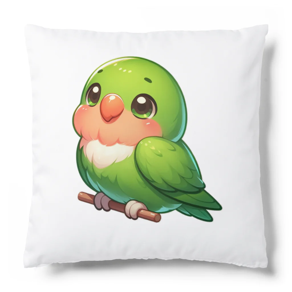 酉年による鳥好きのための鳥デザインの鮮やかなグリーンカラーのセキセイインコ Cushion