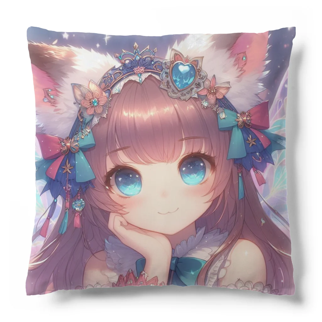 終わらない夢🌈の青い瞳が美しい✨猫耳少女💖 Cushion