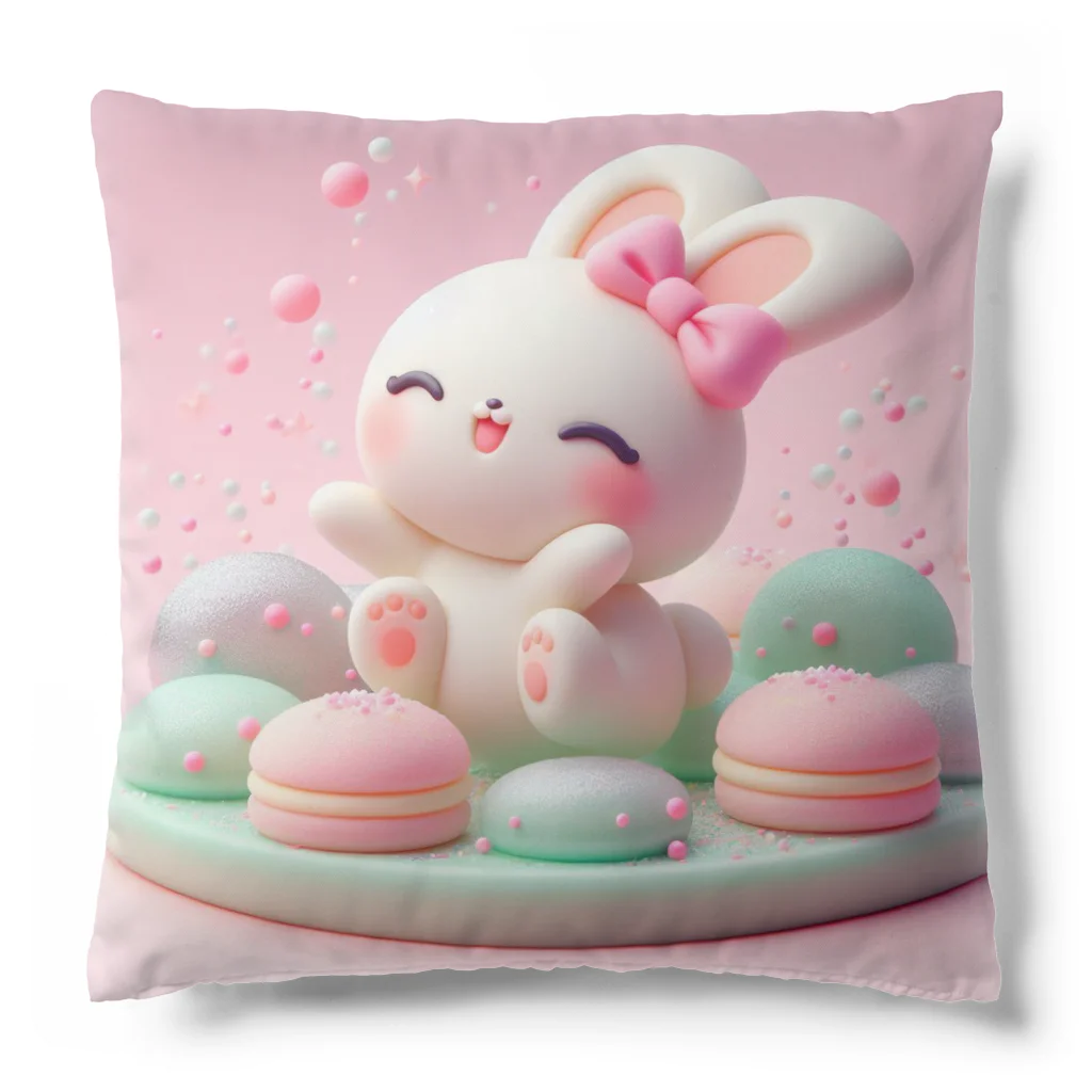 星パンダショップのほわほわマカロンうさぎ Cushion