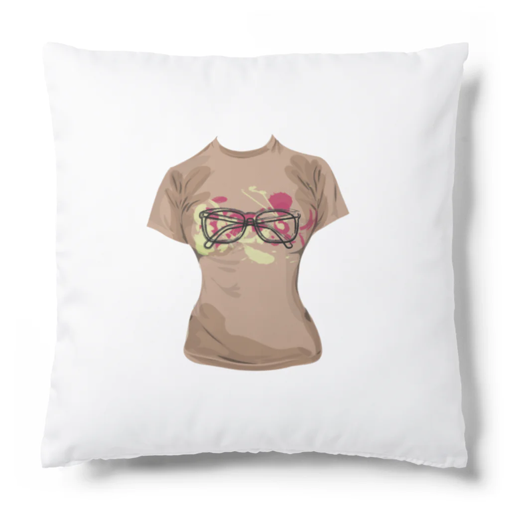 ファンシーTシャツ屋の水玉メガネ柄シャツ Cushion