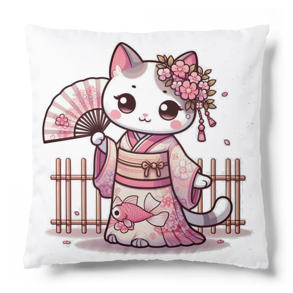 猫好き Japanの振り袖ねこ Cushion