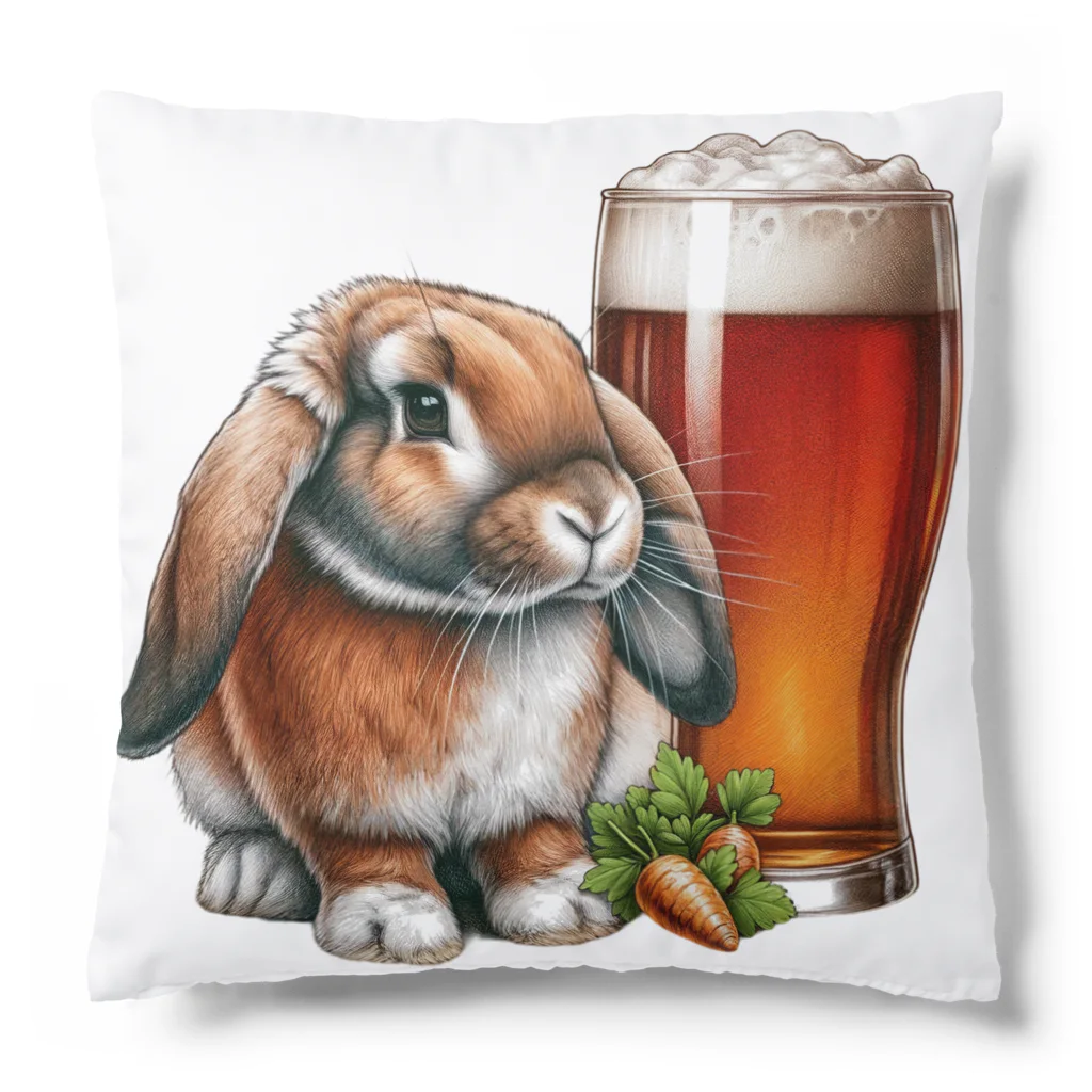 bottaの可愛いウサギ(垂れ耳ビール)カラー03 Cushion