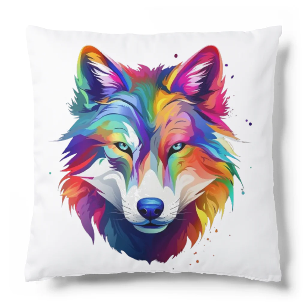 MK's SOLUTIONのカラフルなおおかみ Cushion