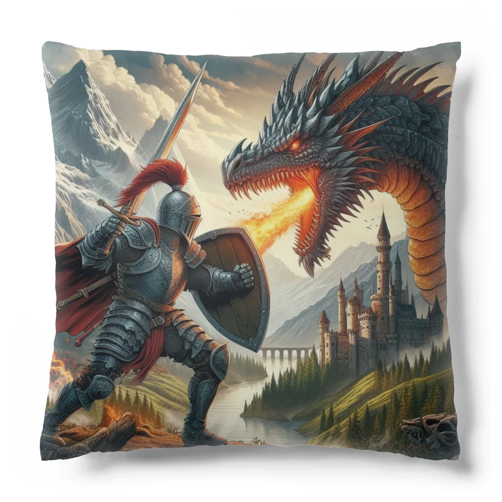 いろいろドラゴンの騎士とドラゴン Cushion