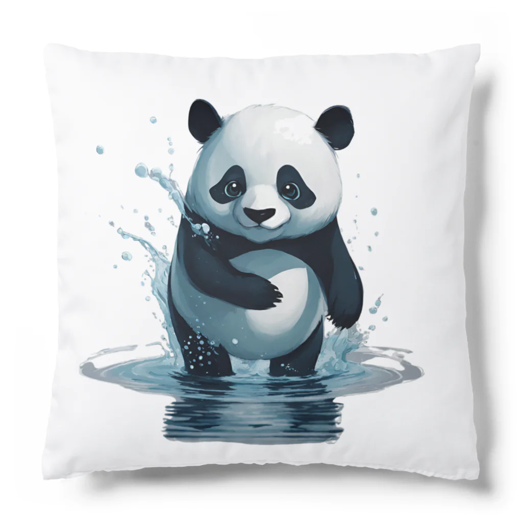 waterpandaのパンダの水遊び Cushion