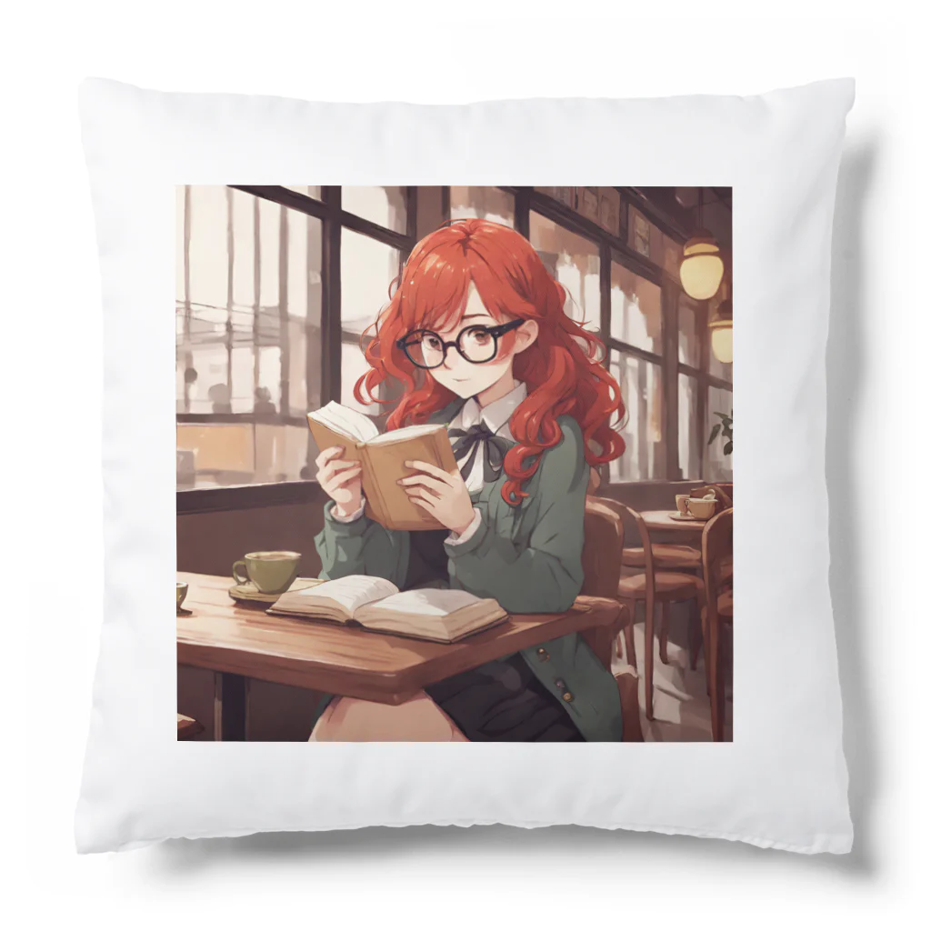 プリンゴブリンの赤毛の読書メガネさん Cushion