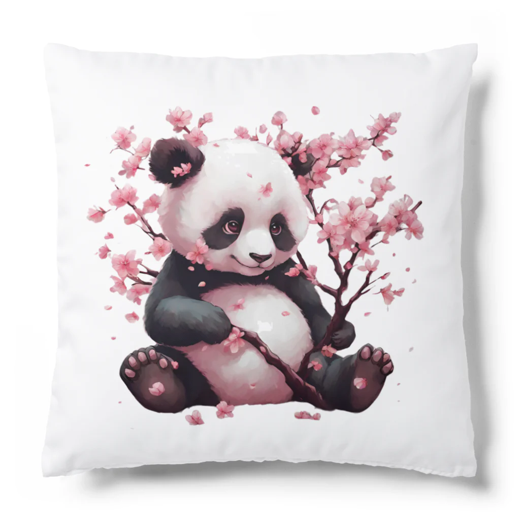 waterpandaのパンダと桜 Cushion