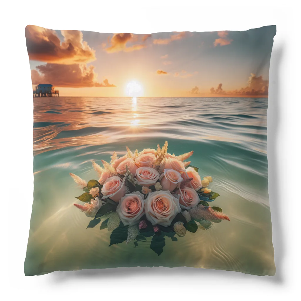 AIdependerの夕日 海 花束 3 Cushion