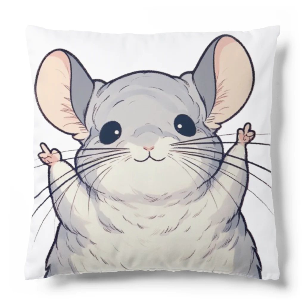 もふっとチンチラ🐭のばんざいチンチラ Cushion