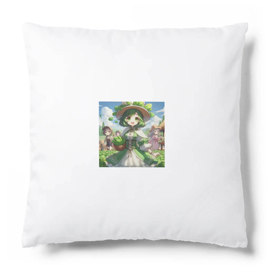 大地の宝物のほうれん草をモチーフにしたアニメキャラクター「スプリナ」 Cushion