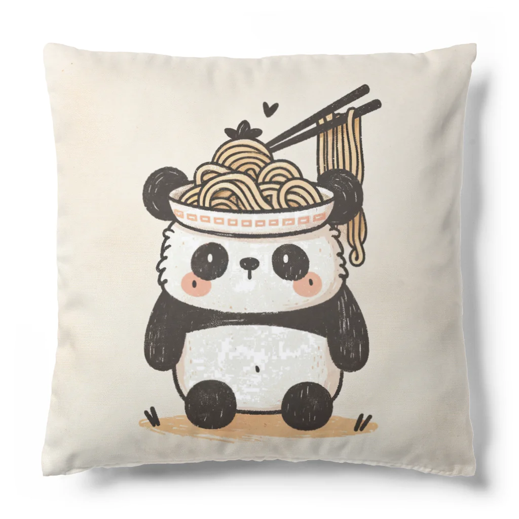 もぐふわアニマルズのふわふわパンダのラーメンワンダーランド Cushion