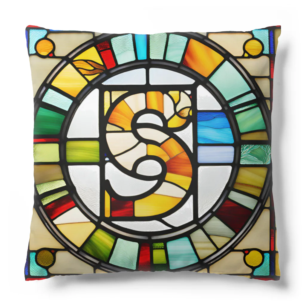 alphabet stained glassのstained glass S Cushion