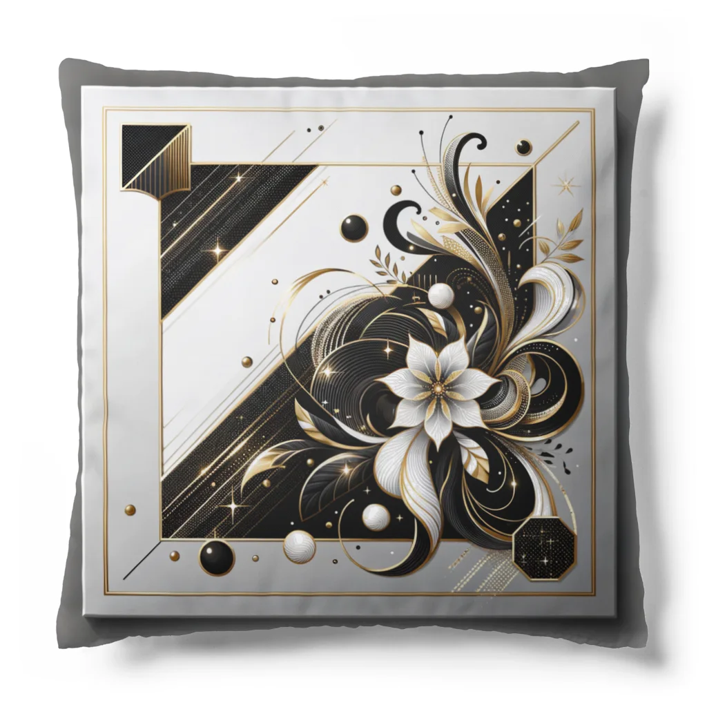 Black_White_GoldのFlower Cushion