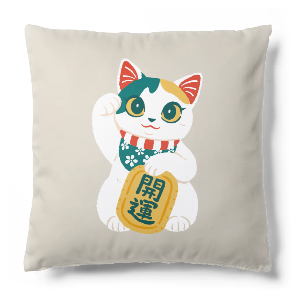 TAKI & pocomoのぽてもこ招き猫クッション（キナリ） Cushion