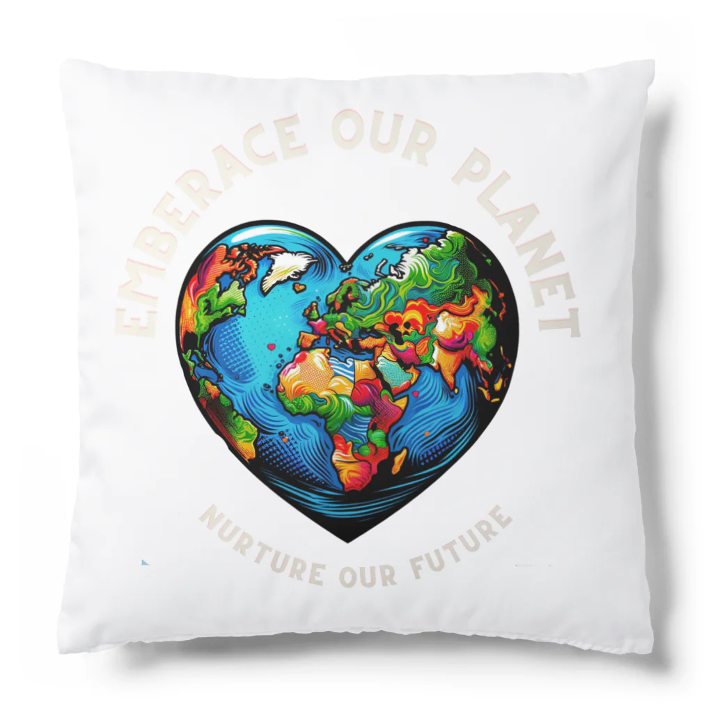 KULIEITAの地球の日　Earth day 地球　ハート　ブルー Cushion