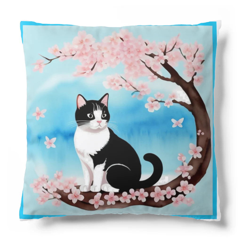 runnrunnの桜と猫 Cushion