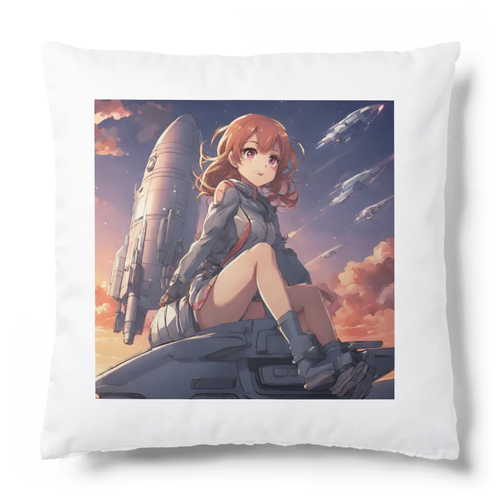 プリンゴブリンの夕陽に輝くロケット子さん Cushion