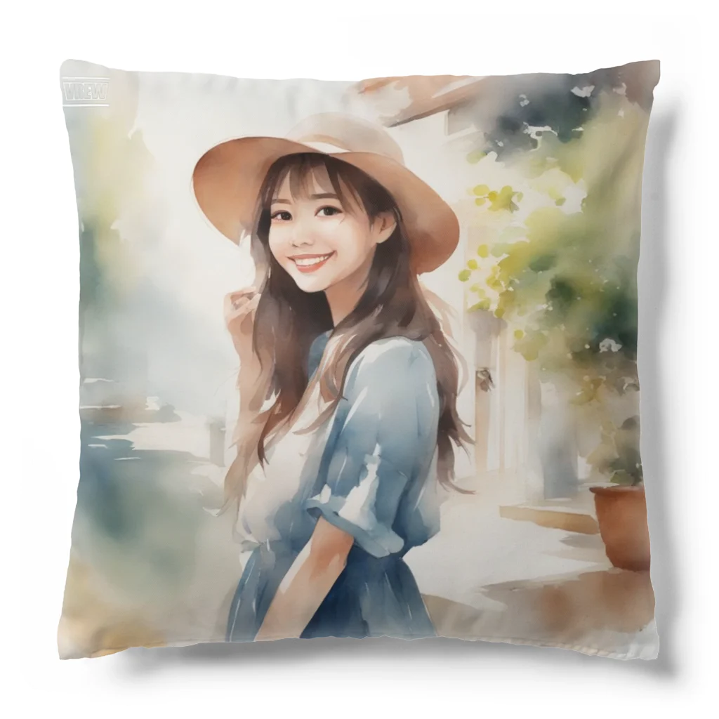 ura3_の麦わら帽子の女の子 Cushion