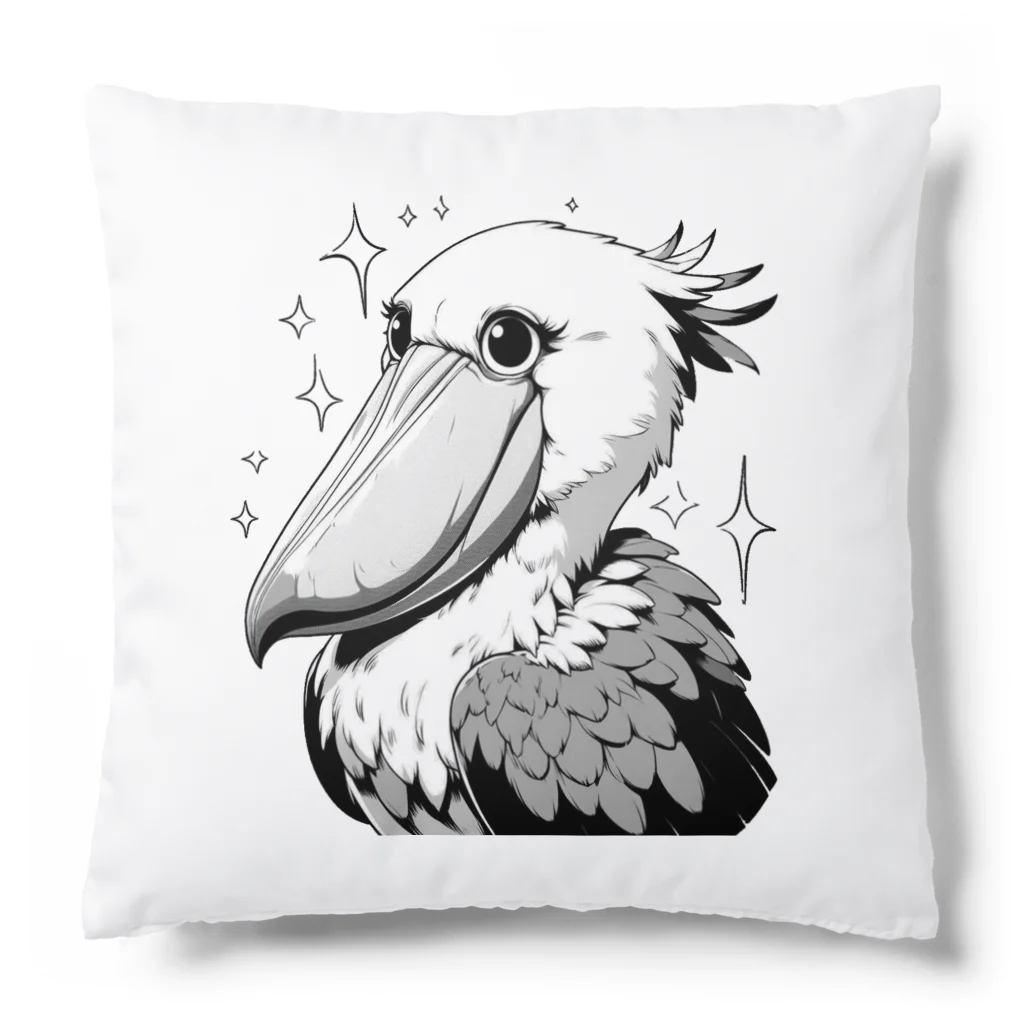 そうえんショップのモノクロームハシビロコウ Cushion