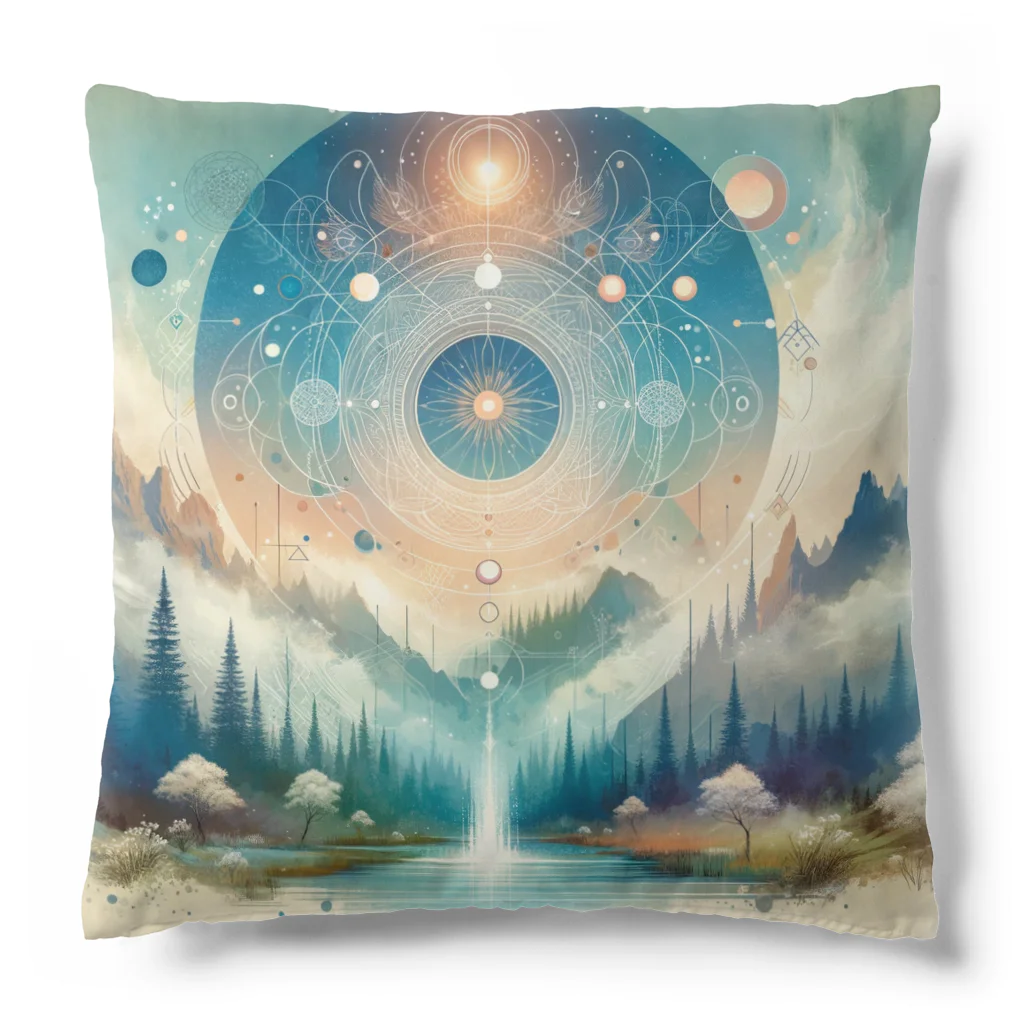 黒猫のluna　SUZURI支店の魔法陣が描かれた空(AI) Cushion