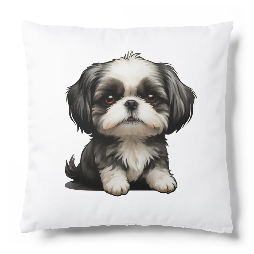 Shih Tzu Fanのシーズー（黒／白） Cushion