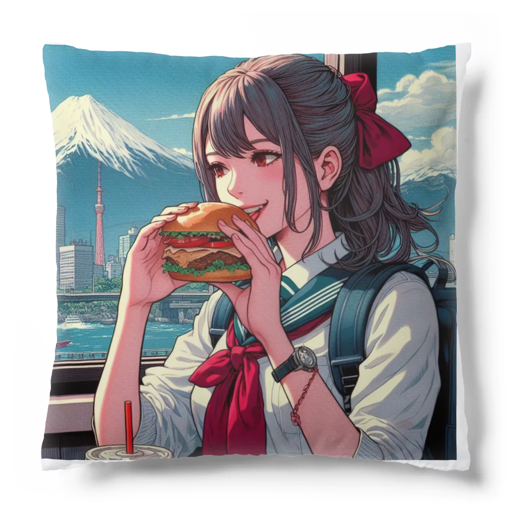 Sawadadaのハンバーガーと女子高生 Cushion