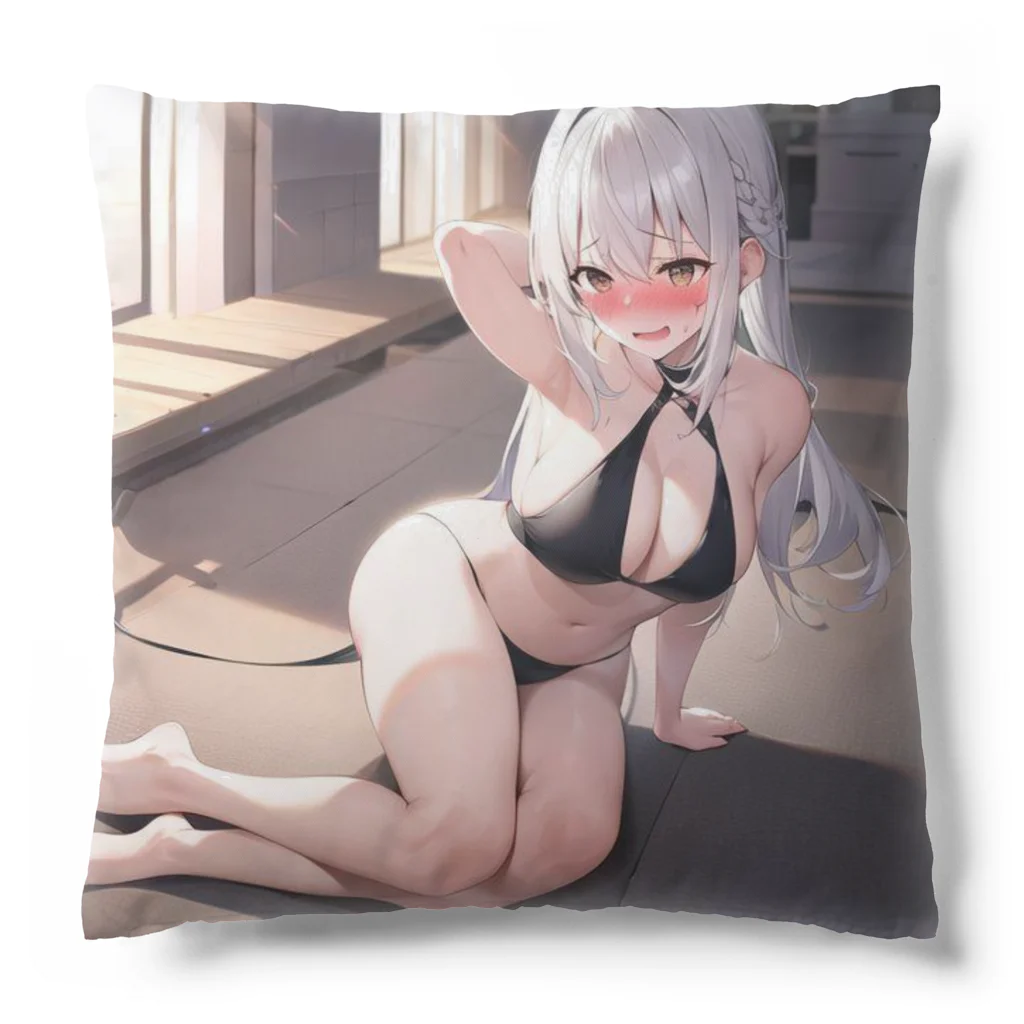 あなたに夢中の黒いビキニの女の子（銀髪Ｖｅｒ．） Cushion